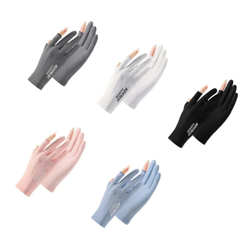 Y1UB Two-finger Exposed Cycling Gloves Solid Color Breathable Mittens for Outdoor