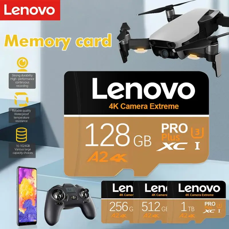 การ์ดความจำ Lenovo1TB ใหม่256GB 128GB Micro TF SD การ์ด512GB ความเร็วสูง Class10 SD การ์ด100MB/s บัตร TF ของแท้