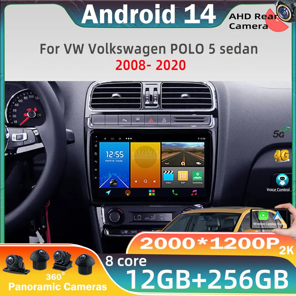 

Android 14 Car Radio For VW Volkswagen POLO 5 sedan 2008- 2020 Multimedia Video Player Navigation GPS Carplay Head Unit NO 2DIN