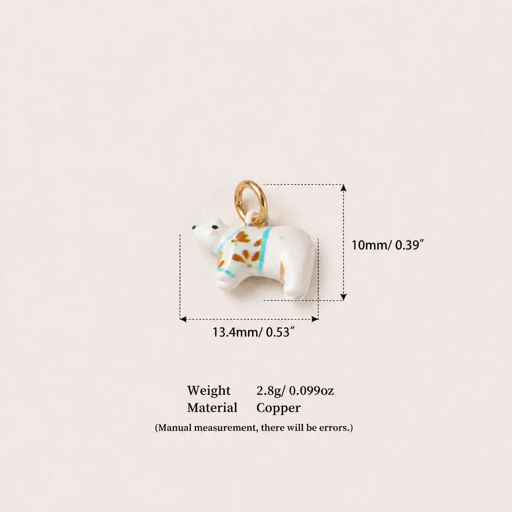 Ins Bestseller Niedliche Neue Tier-Serie Kleine Blumen-Liebes-Gitter-Bären DIY-Anhänger Charms für Schmuck – Detail 5