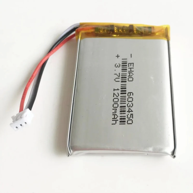 603450 3.7V 1200mAh Lipo Rechargeable Battery Li cells + JST ZH 1.5mm 3pin Connector For GPS DVD Recorder E-book Camera