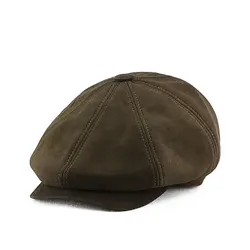Waterproof Real Leather Sheep-skin Newsboy Flat Cap L/XL/XXL Gatsby Pageboy Style Men Women Golf Hat