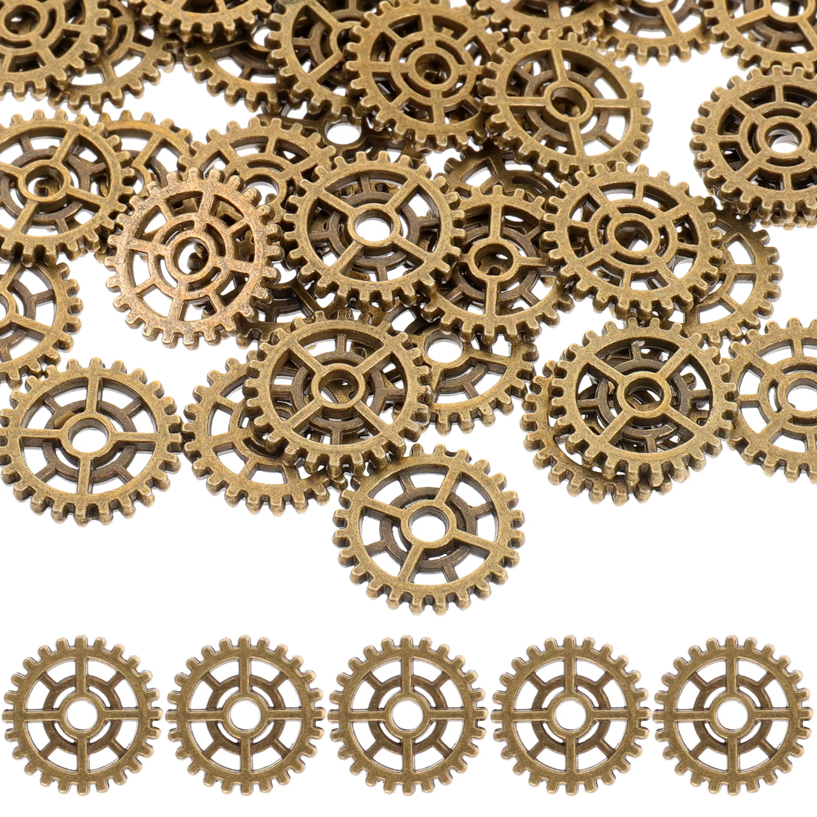 

50Pcs Vintage Gear Charms Wheels Steampunk DIY Craft Accessories for Jewelry Pendant Scrapbooking Phone Decor
