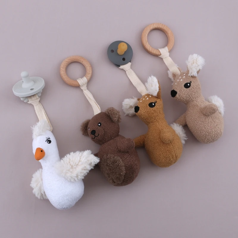 

B2EB Baby Pacifier Clip Chain Pendant Soft Cotton Plush Cartoon Animal Soother Holder Nipple Leash Strap