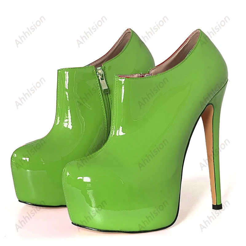 مضخات منصة ahlsion المصنوعة يدويًا للنساء ، كعب خنجر مثير ، إصبع دائري ، جميل ، أبيض ، مشمش ، أحذية كاجوال ، سيدات ، لنا ، مقاس كبير 5-20