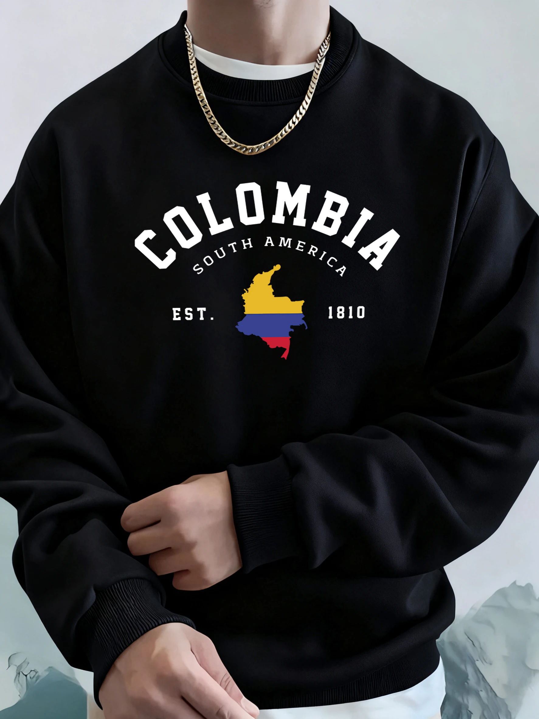 Kolumbien Südamerika Est 1810 Druck Mann Lose Lässige Streetwear Sport Weiche Hoodie Bequeme Straße Sweatshirts Warme Trendige Kleidung
