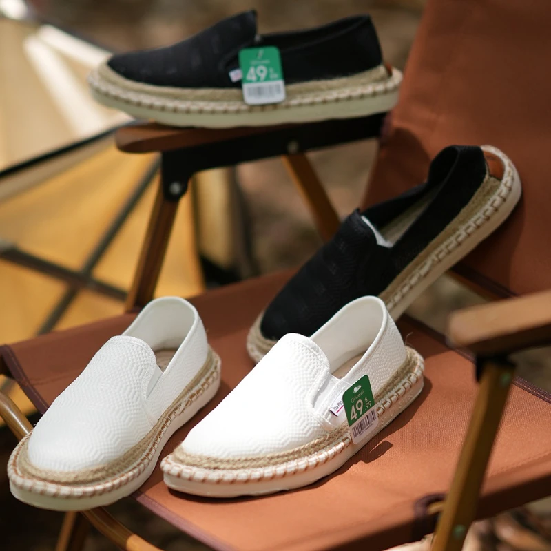 

Spring Summer Shoes for Men Canvas Casual Shoes Breathable Mesh Slip-on Loafers Cool Flat Fisherman Shoes