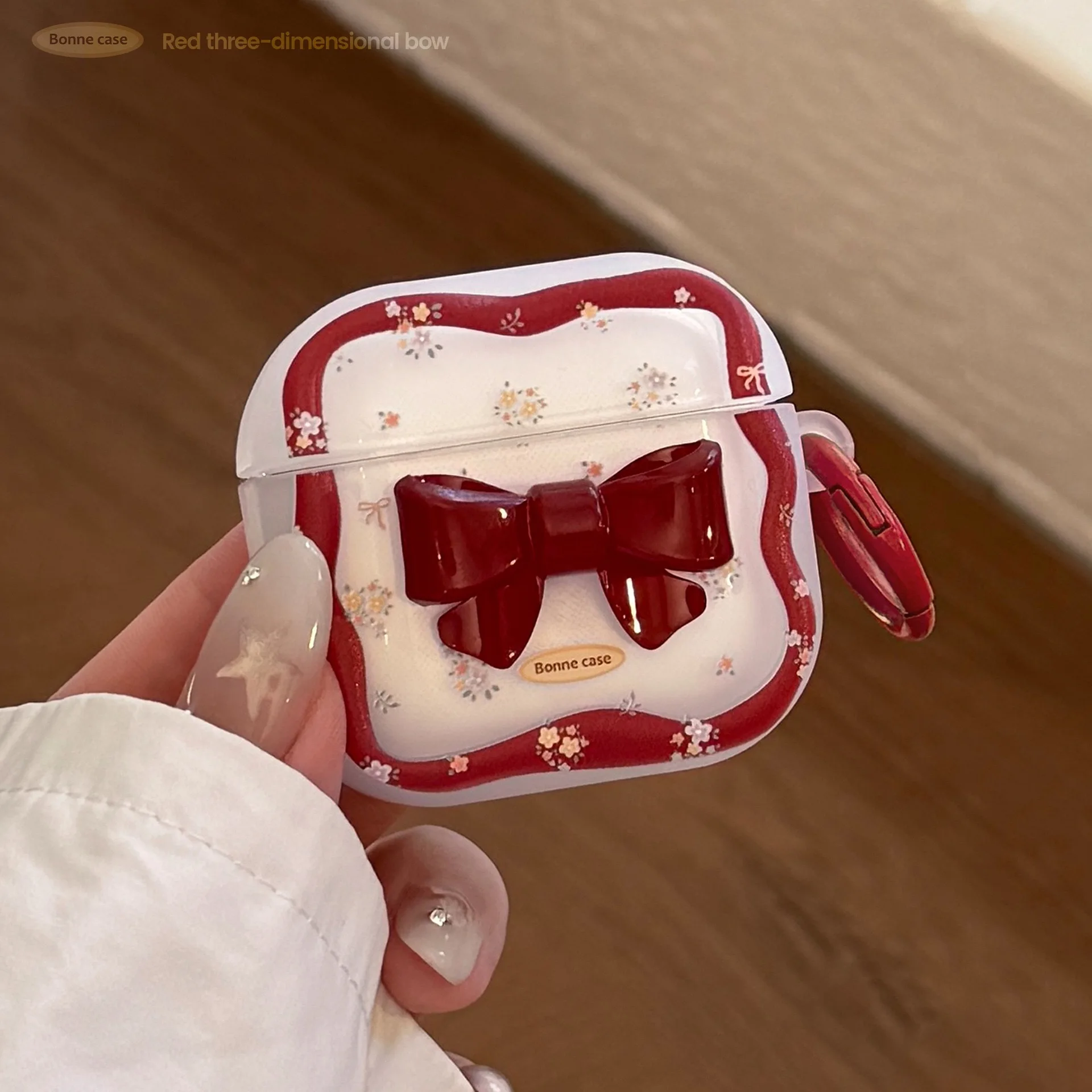 

Ins Wine Red Bow Earphone Case for Apple Airpods 4 3 2 Pro 2 Cover Silicone Headphone Charging Cases for Airpod Pro2 Gen Funda