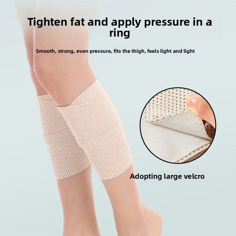 Self Adhesive Elastic Compression Bandage Calf Knee Support Sleeve with Pressure Strap for Yoga Sports Running Reusable Leggings