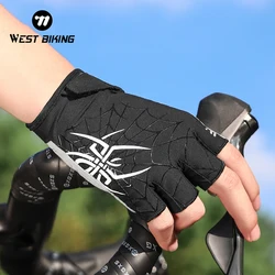 WEST BIKING Half Finger Cycling Gloves Cool Spider Pattern Summer MTB Road Bike Gloves Full Finger Touch Screen Sports Gloves