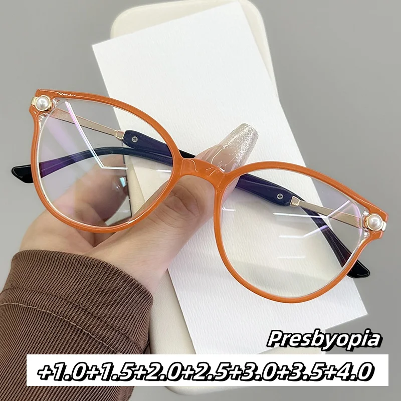 

High Definition Anti Blue Light Fashio Pearl Presbyopia Glasses Men Women Eye Protection Optical Eyewear Ultra Light Glasses