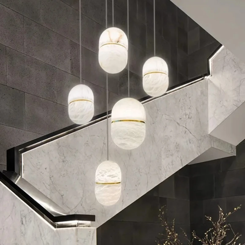 

Build Our Home LED Marble Series Designer Hanging Lamps Suspension Luminaire Lampen Pendant Light For Staircase Living Room