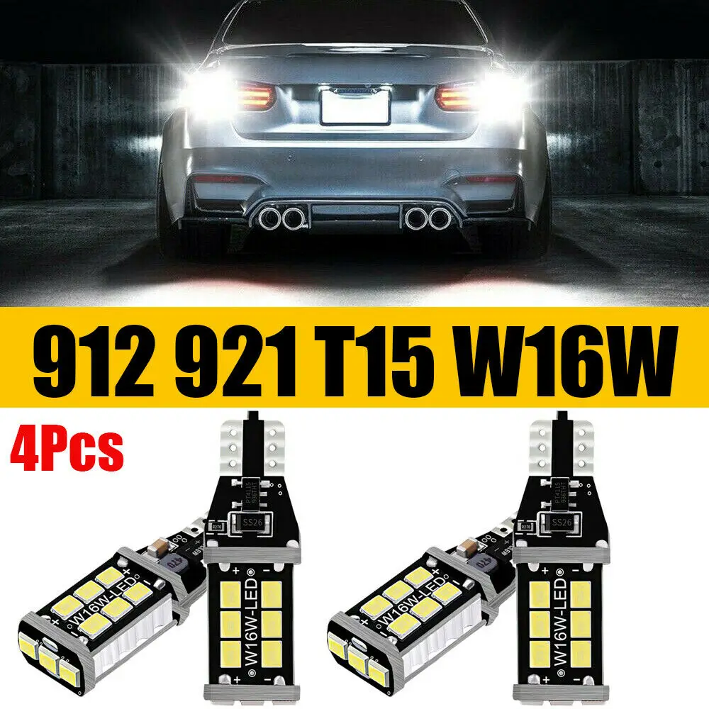 4 Stuks Helder Wit Canbus Led Lamp Voor Auto Back-Up Achteruitrijlichten 912 921 T15 W 16W