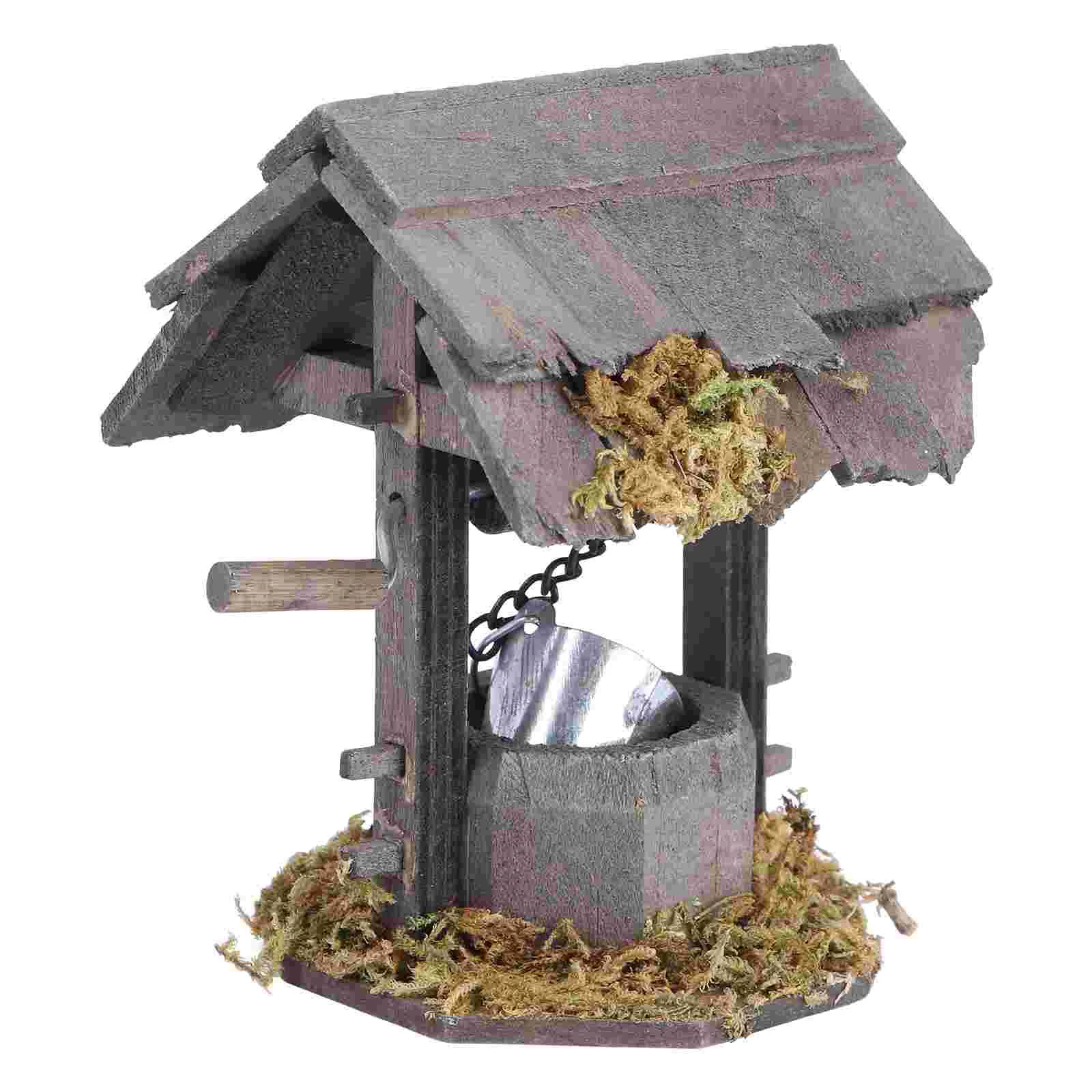 

House Garden Scene Decoration Dollhouse Mini Water Well Bamboo DIY Wishing