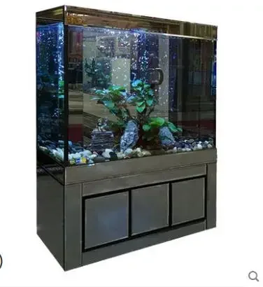 aCustomized Large Transparent Cube Acrylic Aquarium Fish tank Glass Bullet Front Fish tank Aquarium with Bottom Cabinet