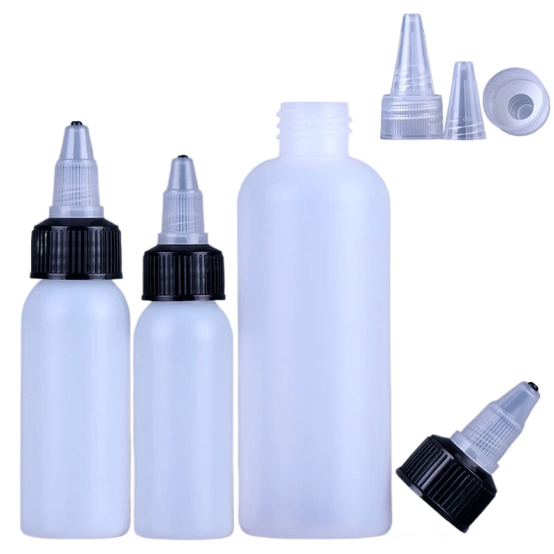 Botellas de plástico HDPE con tapa giratoria, envases dispensadores de viaje para pintura artística, pegamento, tinta, aceites líquidos, 5 piezas, 10ml-250ml