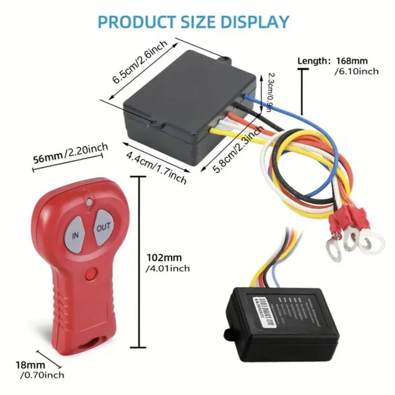 12V-24V Red Winch Wireless Remote Control Controller Set Kit For ATV Synthetic Winch Load Capacity Electric Winch Kit