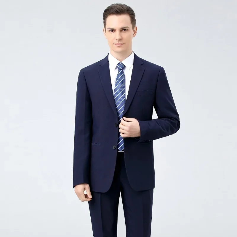 High Quality (Blazer+ Trousers) Men\'s British Style Elegant Fashion Senior Simple Wedding Party Gentlemen Slim Suit 2 Pieces