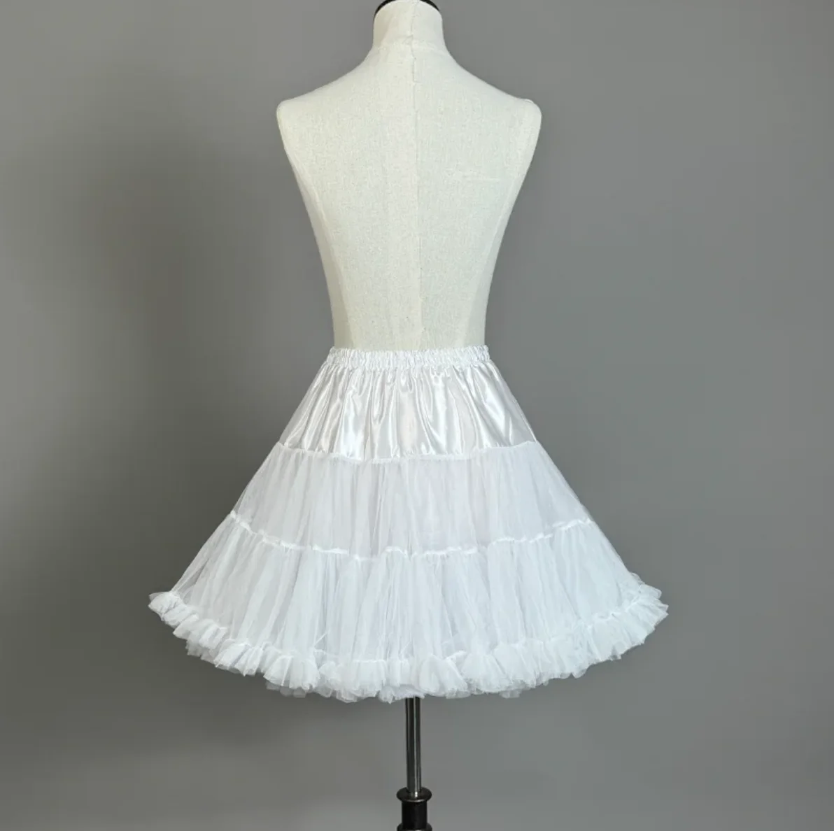 Lowest Pirce Womens 2-Layered Pleated Tulle Petticoat White Black Tutu Puffy Party Cosplay Skirt Lolita Cosplay Bridal Crinoline