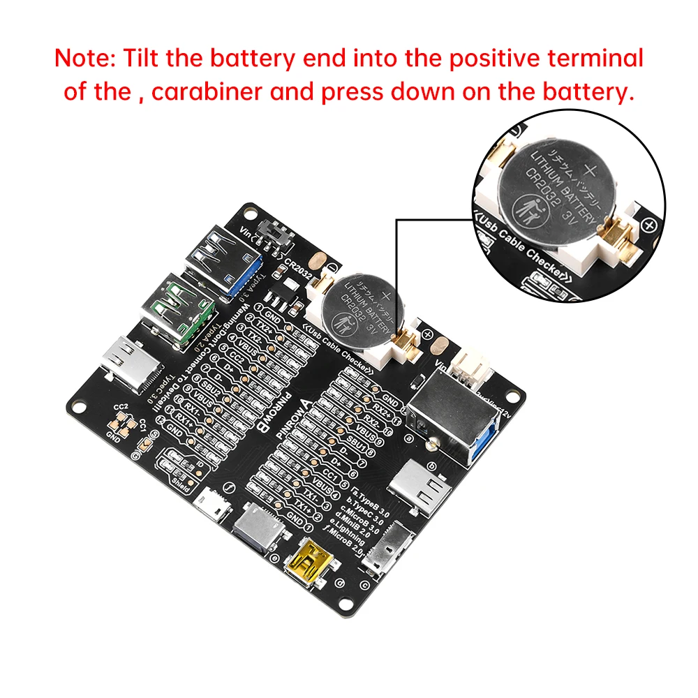 DC 3-12V USB Data Cable Test Board USB Cable Checker Type-C Micro A Type B Test Board Without Battery Wtih Shell LED Light