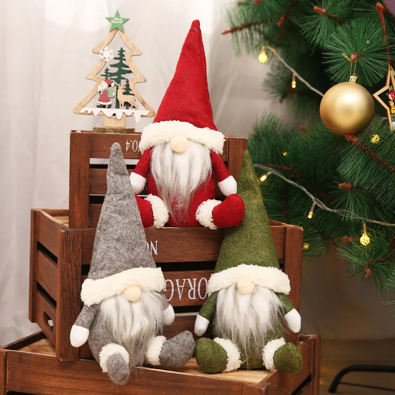 Dekorasi Natal kurcaci boneka meja Natal mewah dekorasi Santa Claus buatan tangan dekorasi Elf Natal ornamen jendela hadiah