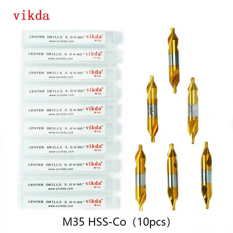 Vikda Hss Co M35 60 Degree Centering Chamfer Drills Bit A Form Tin Coated Cnc Metal Cutting Tools 5mm 6mm