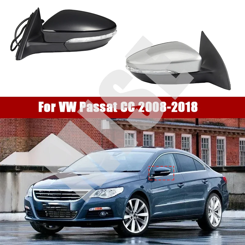 

For VW Passat CC 2008 2009 2010 2011 2012 2013 2014-2018 Car Power Heated Fold Turn Signal 9 or 13 Wires Side Mirror Assembly