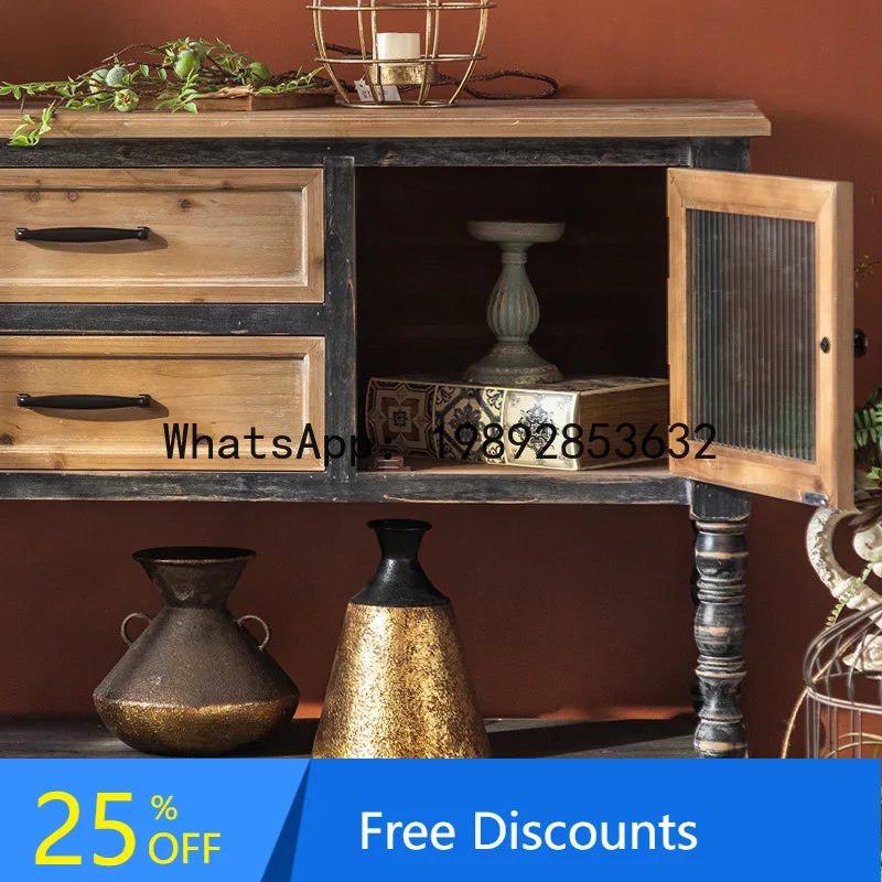 

ABB Coffee Shop Bar Storage Cabinet Homestay Model Room Vintage Decorative Cabinet Living Room Tea Storage Cabinet