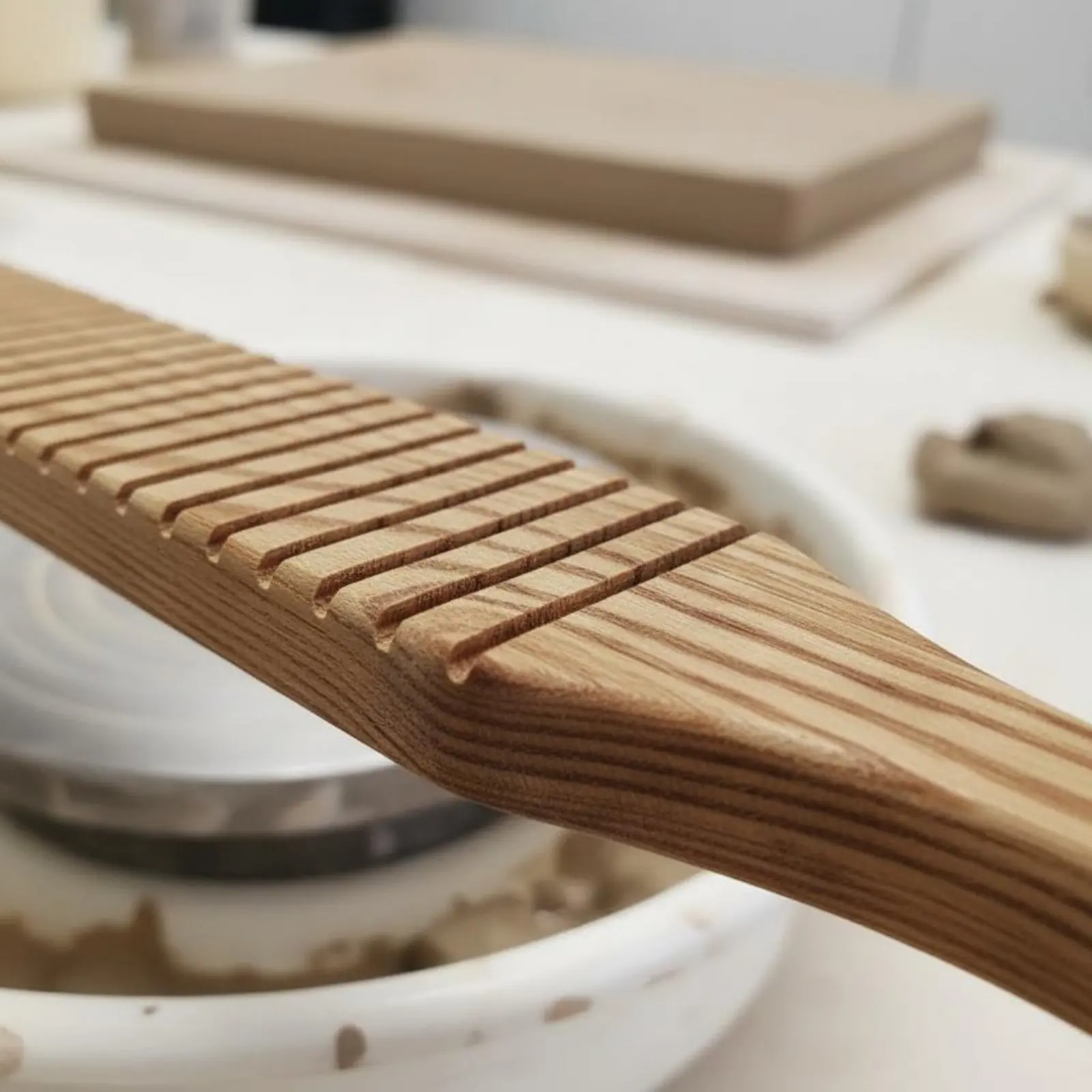 

Hardwood Wood Pottery Mallet Long-Lasting Wooden Clay Paddle Pottery Shaping Paddle Sleek Texture Textured Clay Beater