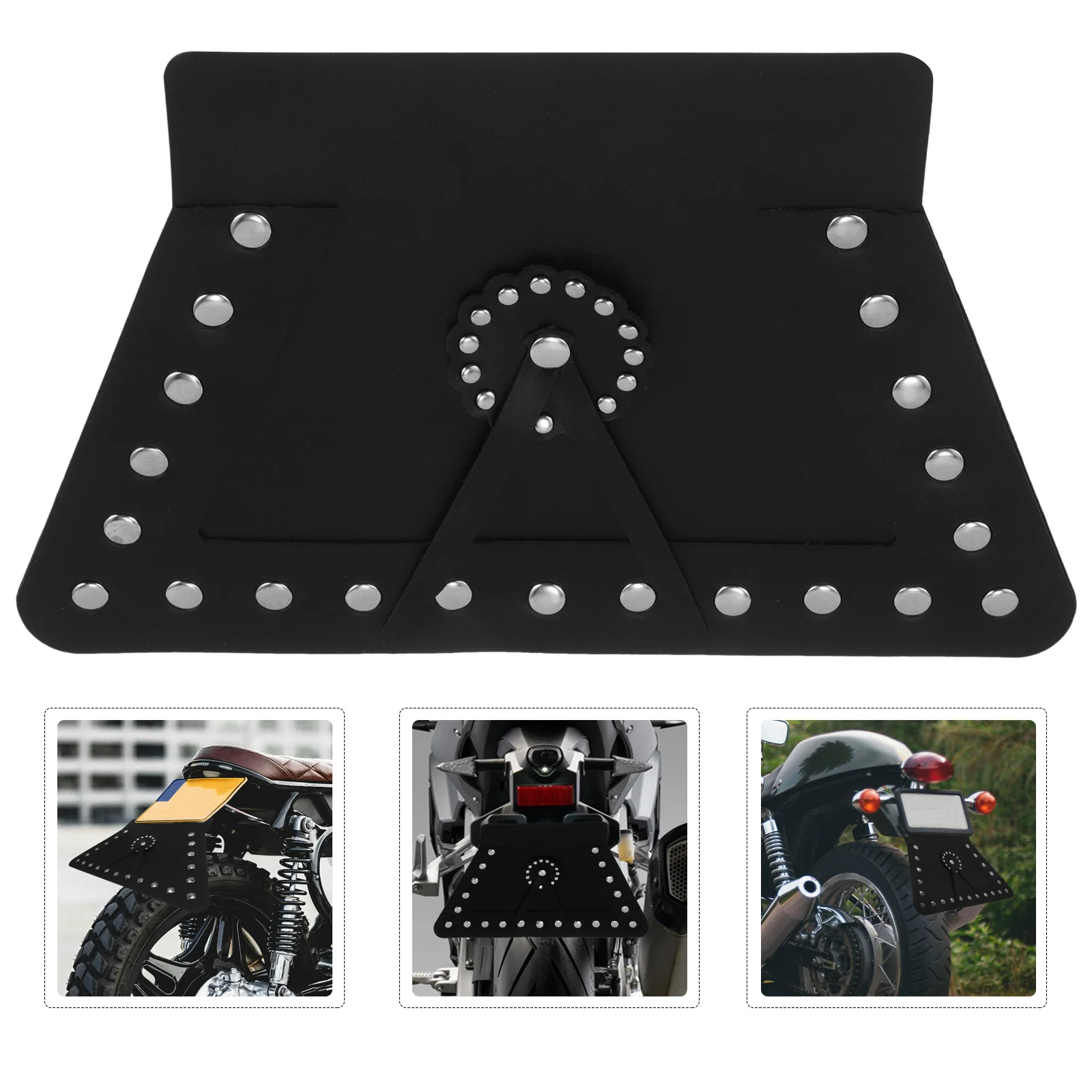 

Motorcycle Mudguard Splash Guard with Rivet Decor Faux PVC Waterproof Protection for Wheel Stylish Exterior Accessory