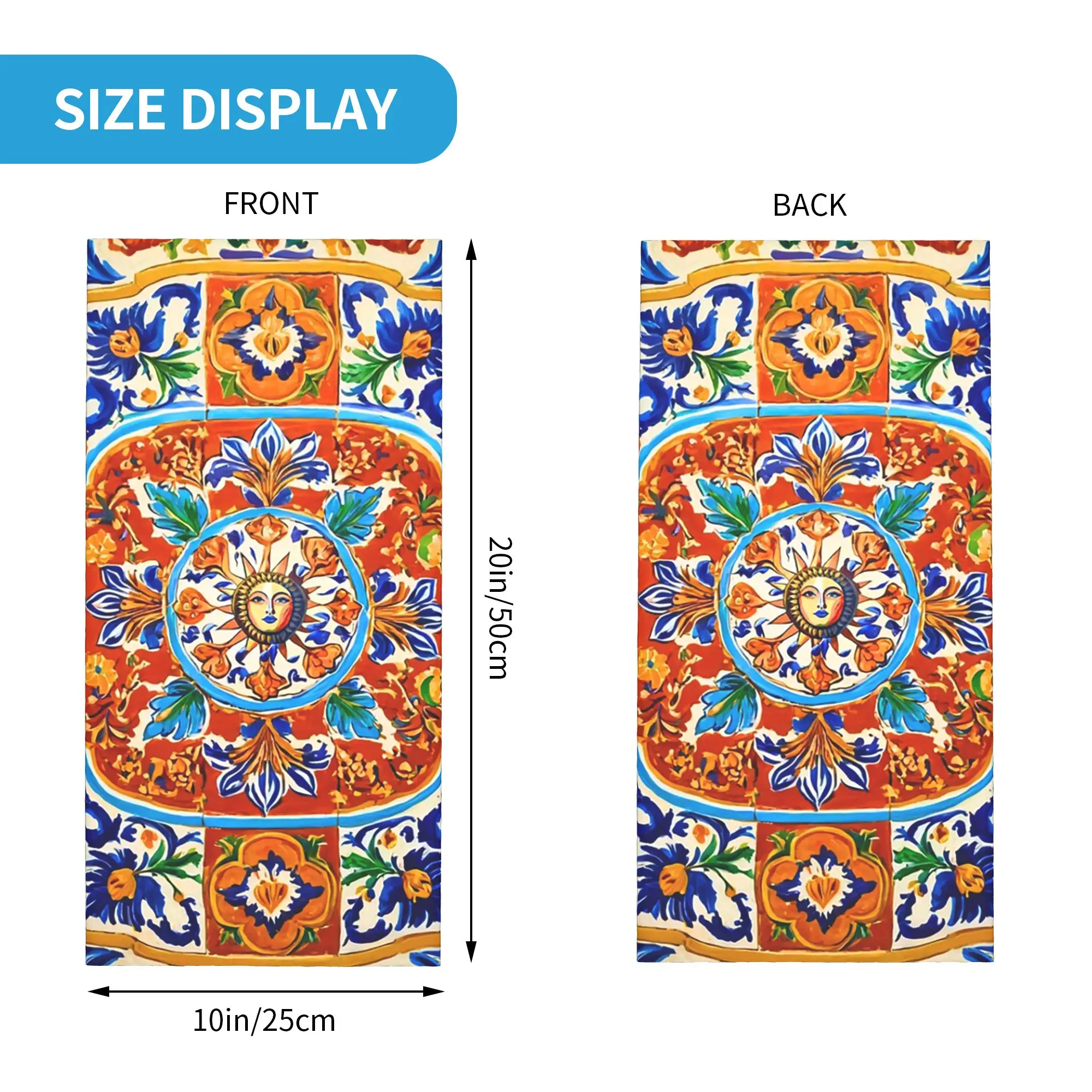 Sicilian Sicily Sun and Floral Pattern Bandana Neck Gaiter Printed Wrap Scarf Headband Cycling Unisex Adult Winter