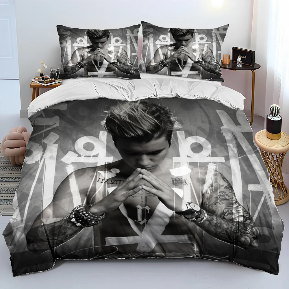 Popular Singe Justin Bieber JBiebs Comforter Bedding Set,Duvet Cover Bed Set Quilt Cover Pillowcase,king Queen Size Bedding Set