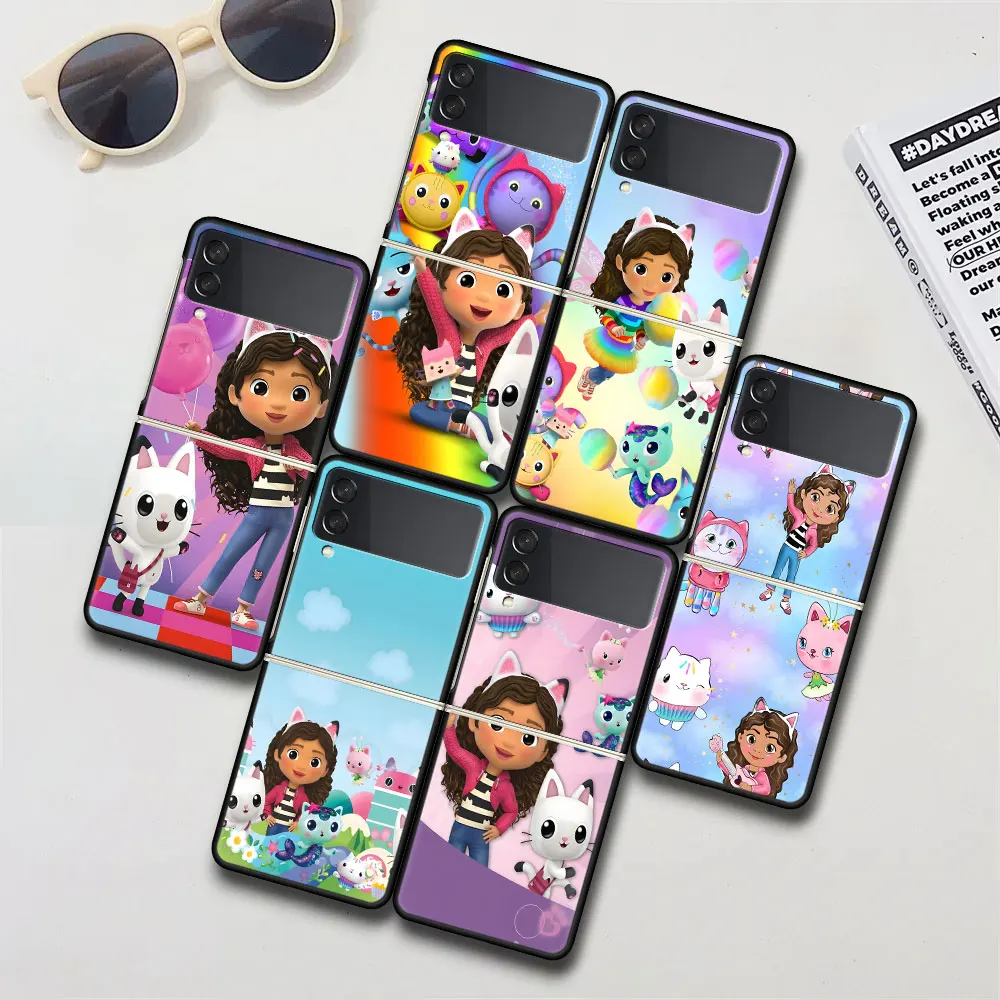 Gabbys Dollhouse Cute Case for Samsung Galaxy Z Flip4 Flip3 Hard PC Phone Cover Flip 4 3 5G Black Funda Capa Zflip4 Zflip3 Shell