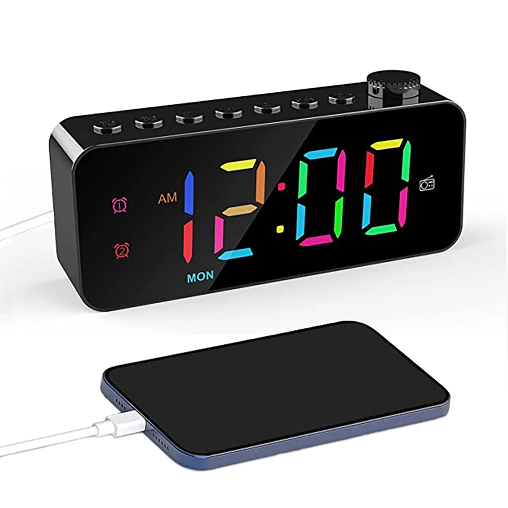 

1 set Large Screen Alarm Clock Radio Digital Electronic Clock LED Display Bedroom Decor Gift Idea Safe Design Durable Multiple