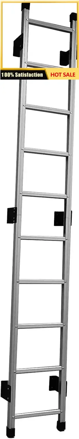Basement Ladder 10 Rung, 9ft H Aluminum Window Well Ladder, Fire Escape Ladders in Humid Environments with Load Capacity up