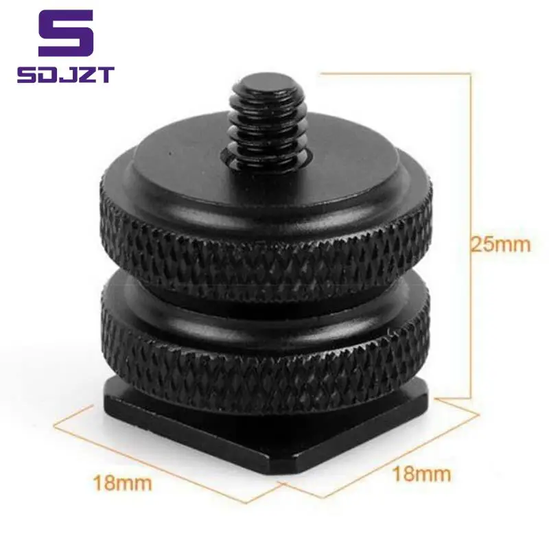 1/4 Inch Dual Nuts Tripod Mount Screw to Flash Camera Hot Shoe Adapter