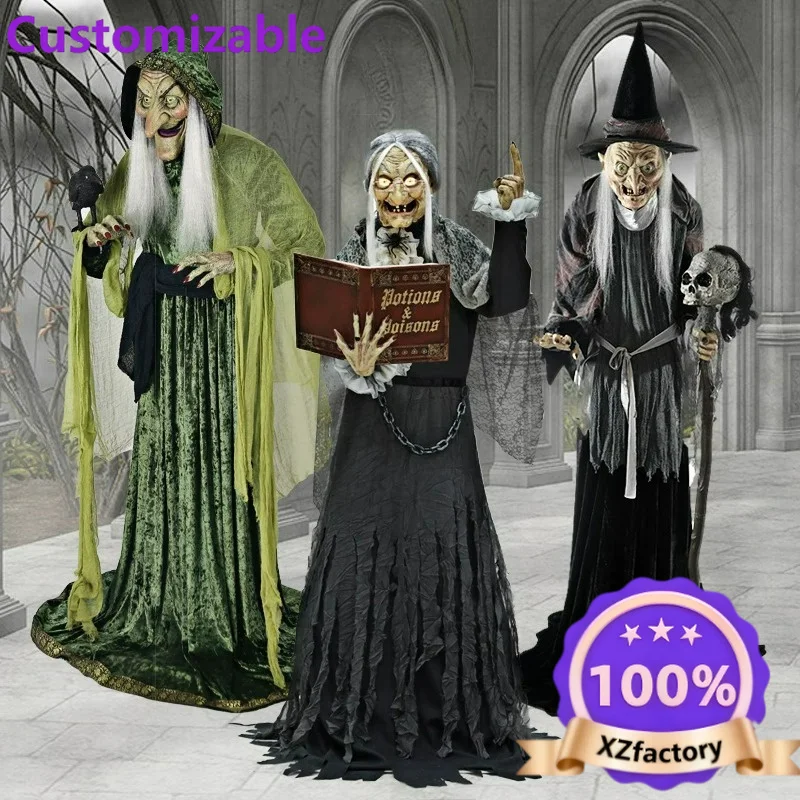 Factory Direct 20.26 million Holy Festival Large Electric Witch Infrared Induction Witch Props Theme Park Haunted House