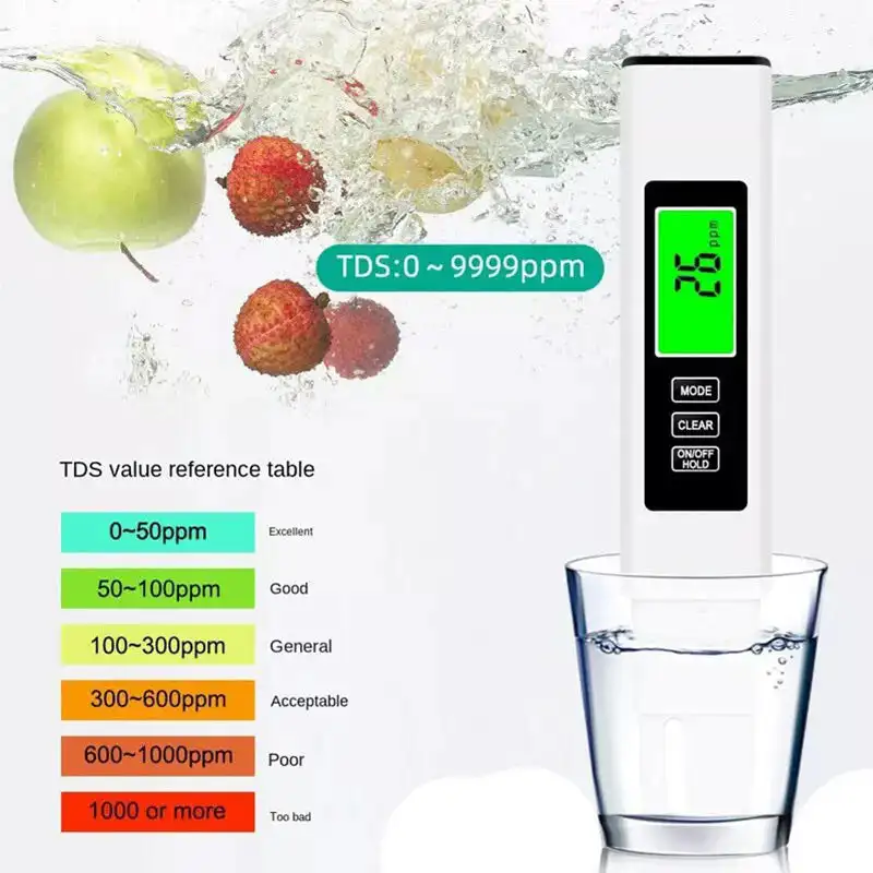 

Multi-functional Water Quality Test Pen Water Quality Detection Pen Household Drinking Water EC Meter 2in1 TDS Test Meter