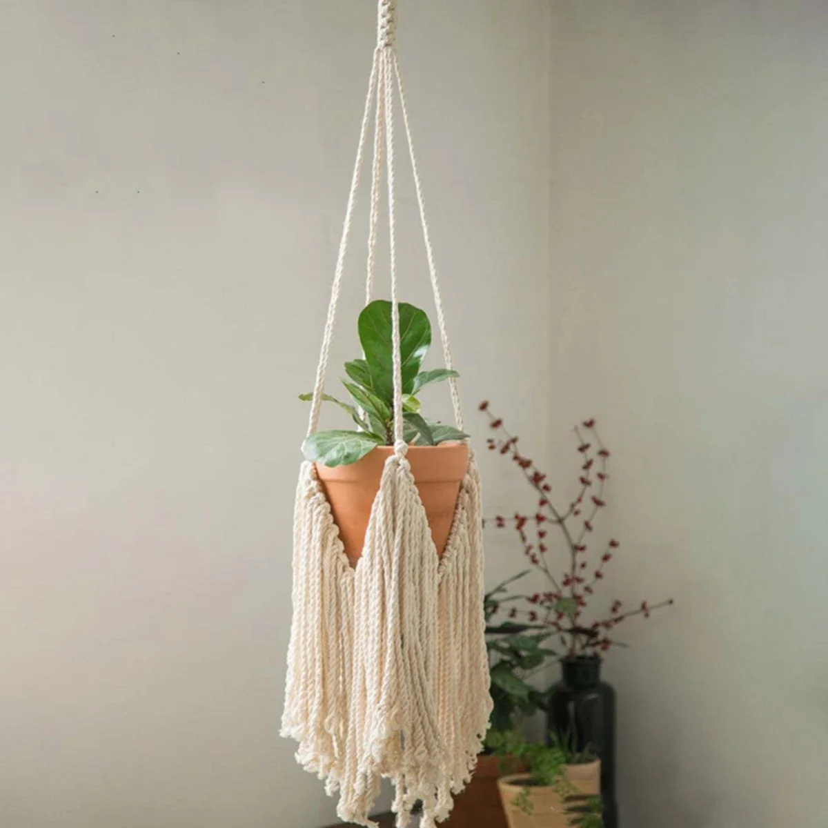 

Plant Hangers Hanging Plant Flower Pot Hemp Rope Hanging Net Garden Holder Legs Hanging Rope Basket Home Balcony Decoration