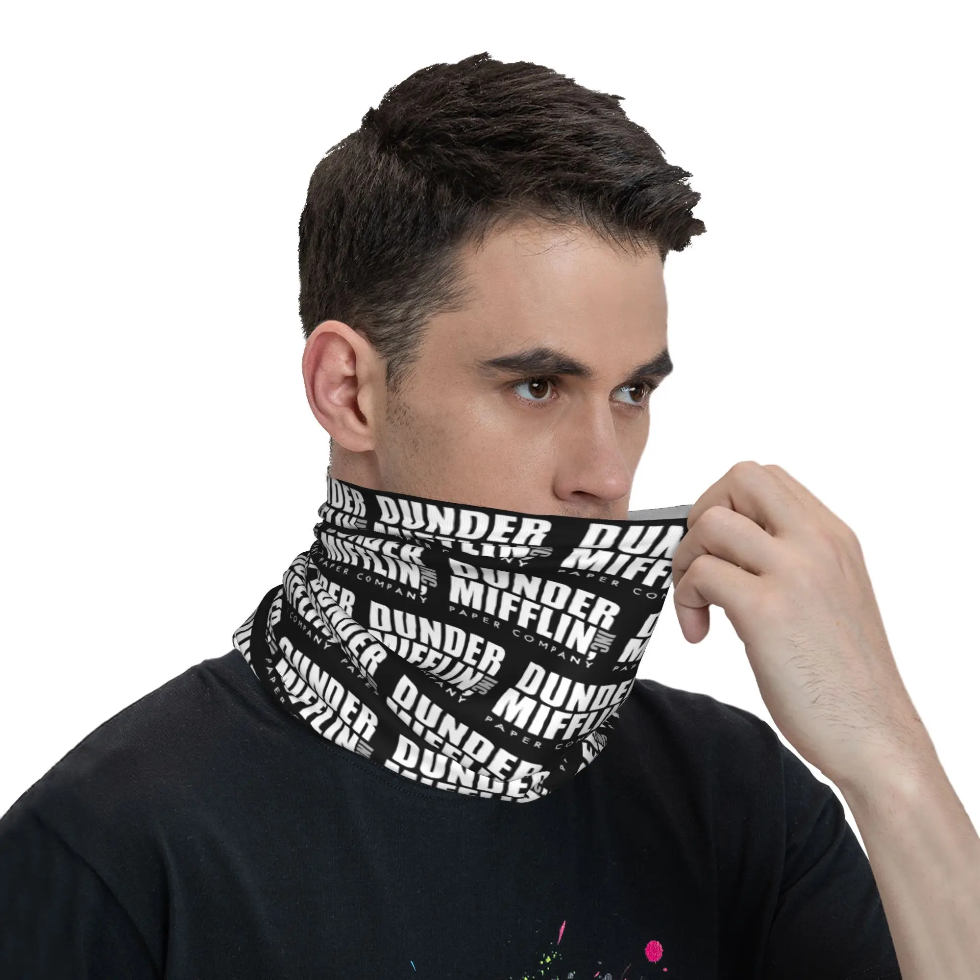 Dunder Mifflin Logo Bandana Halsbeenkap Bedrukte gezichtssjaal Multifunctioneel hoofddeksel Hardlopen Unisex Volwassen Winddicht