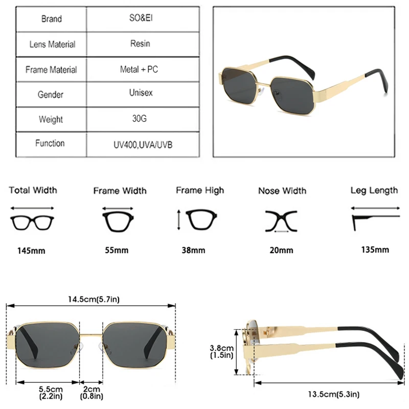 SO&EI Retro Polygon Square Metal Frame Women Sunglasses Fashion Clear Candy Color Lens Shades UV400 Men Punk Sun Glasses