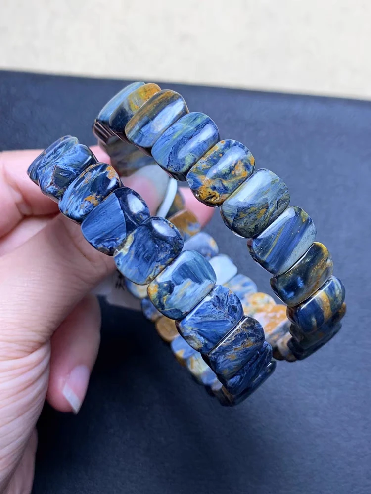 Natural Blue Pietersite Gemstone Barrel Beads Bracelet 12mm Pietersite Jewelry  From Namibia AAAAAA