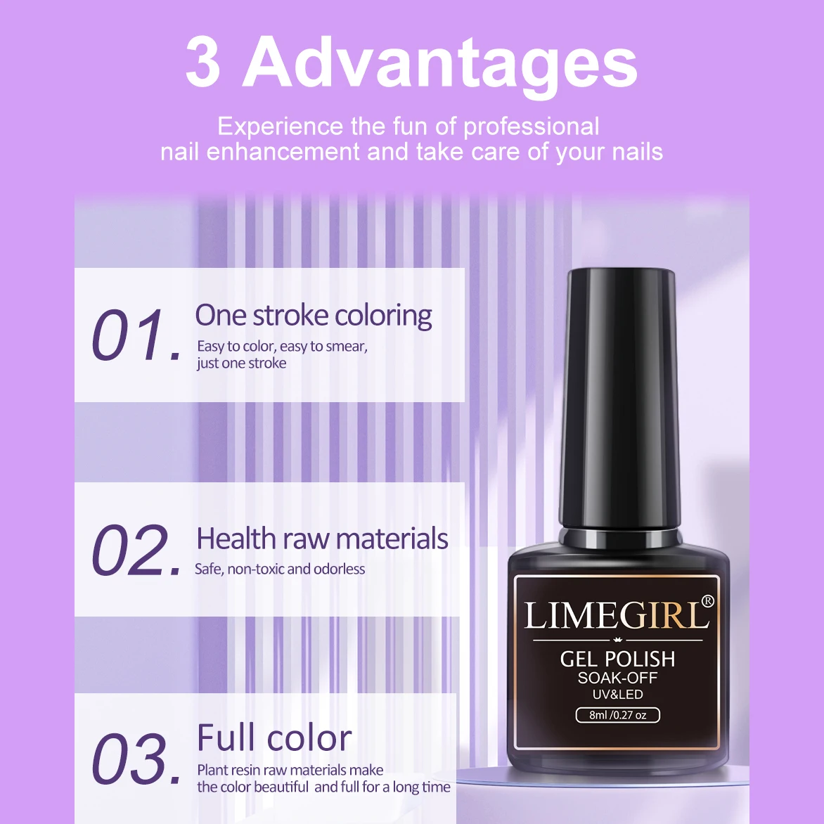 LIMEGIRL 8ML Nail UV Gel Polish Nails Supplies Vernis Semi Permanent Nail Art Manicure Soak Off LED UV Gel Nail Varnishes