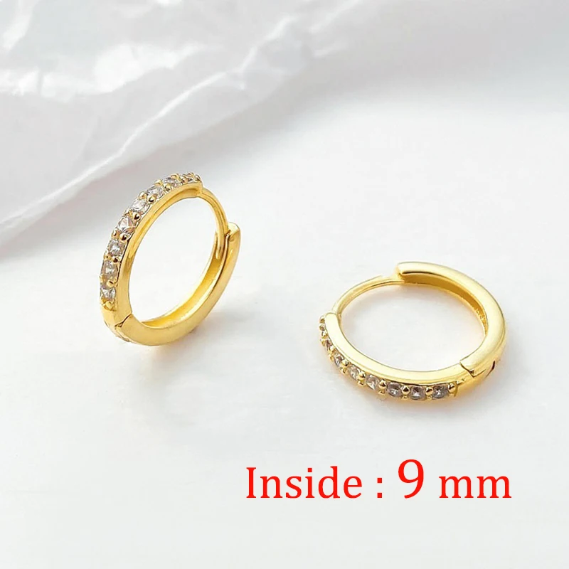 1 Pair Fashion Minimal Hoop Earrings Crystal Zirconia Small Huggie Thin Hoops Cartilage Helix Tragus Earring Piercing Jewelry