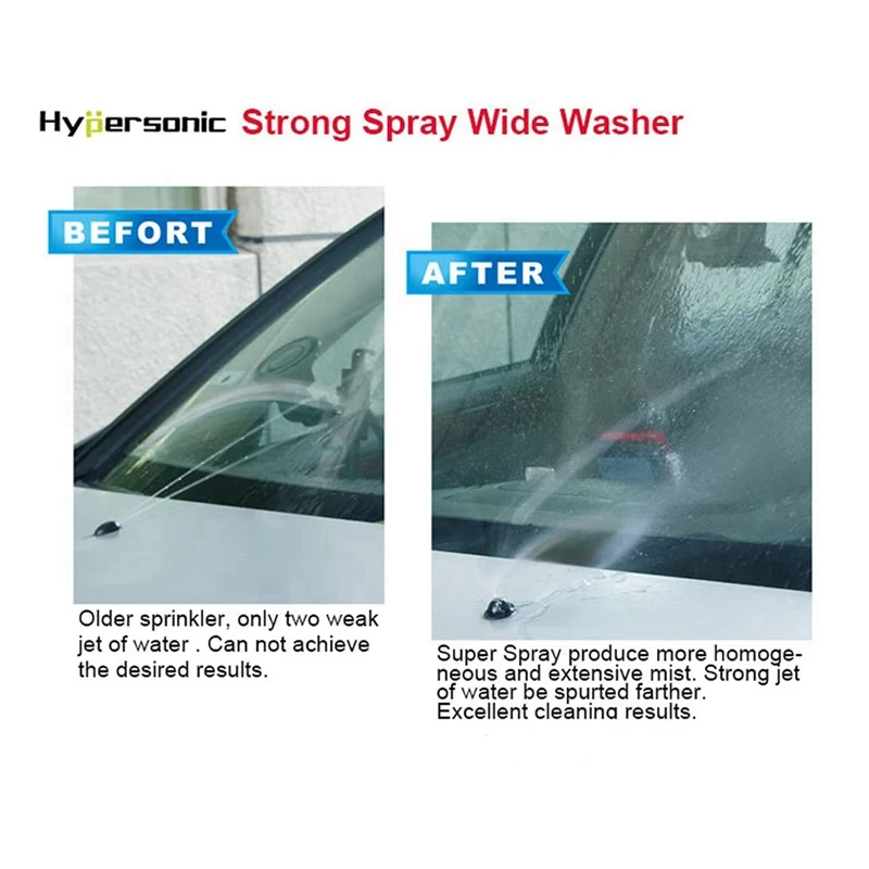 HYPERSONIC 4Pcs Car Universal Windshield Wiper Washer Spray Nozzle