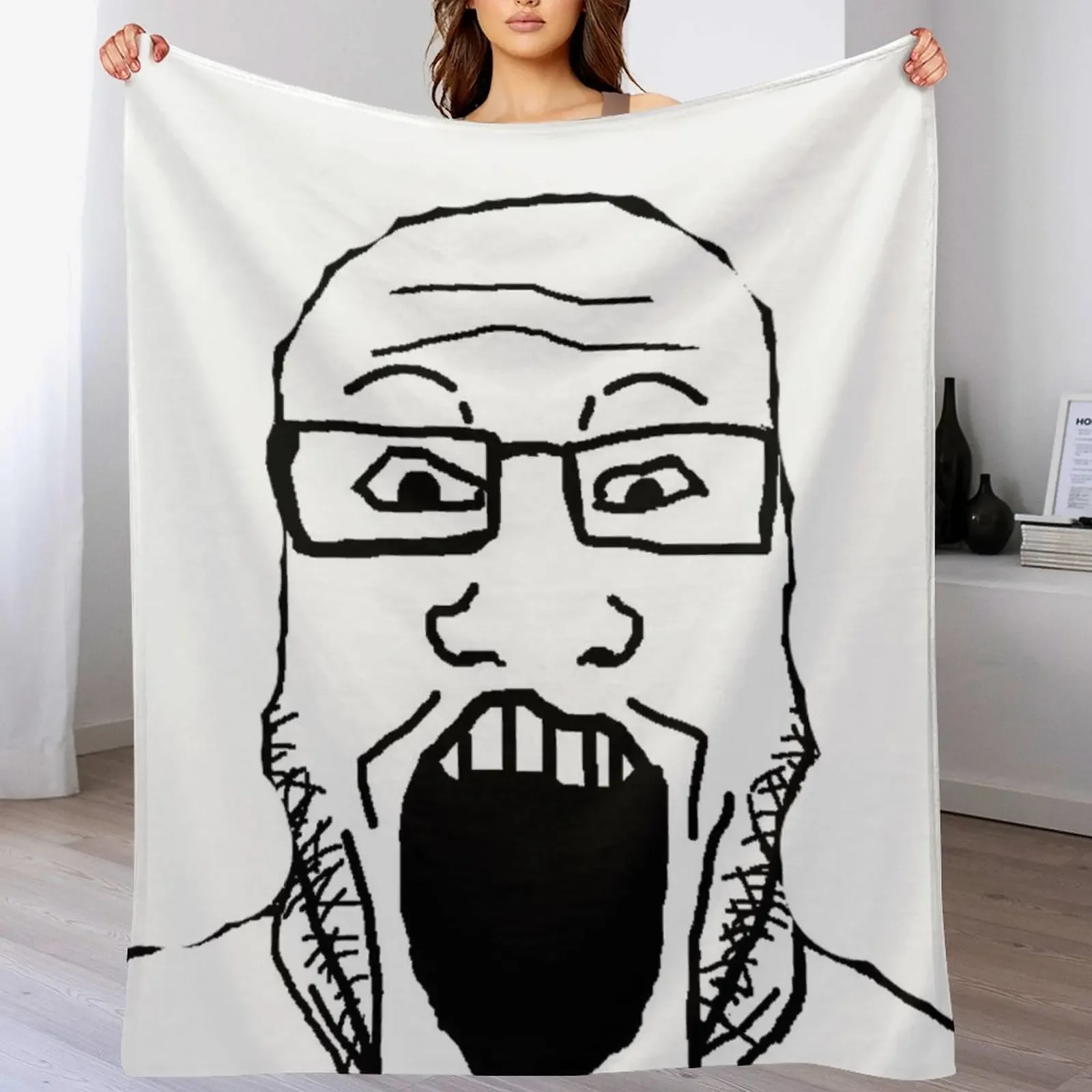 front facing soyjak Throw Blanket Soft Big anime manga warm winter Blankets