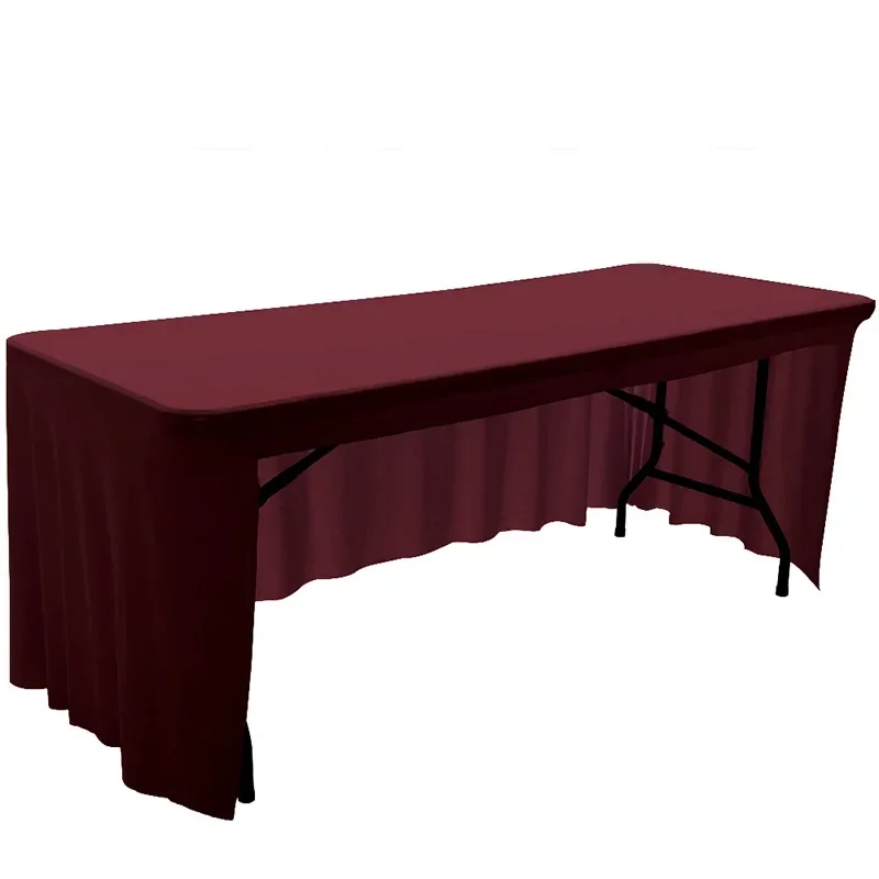 Rectangular Elastic Open Back Table Skirt Summer Decoration Durable Easy-Clean Table for Weddings Parties Banquets Special Event