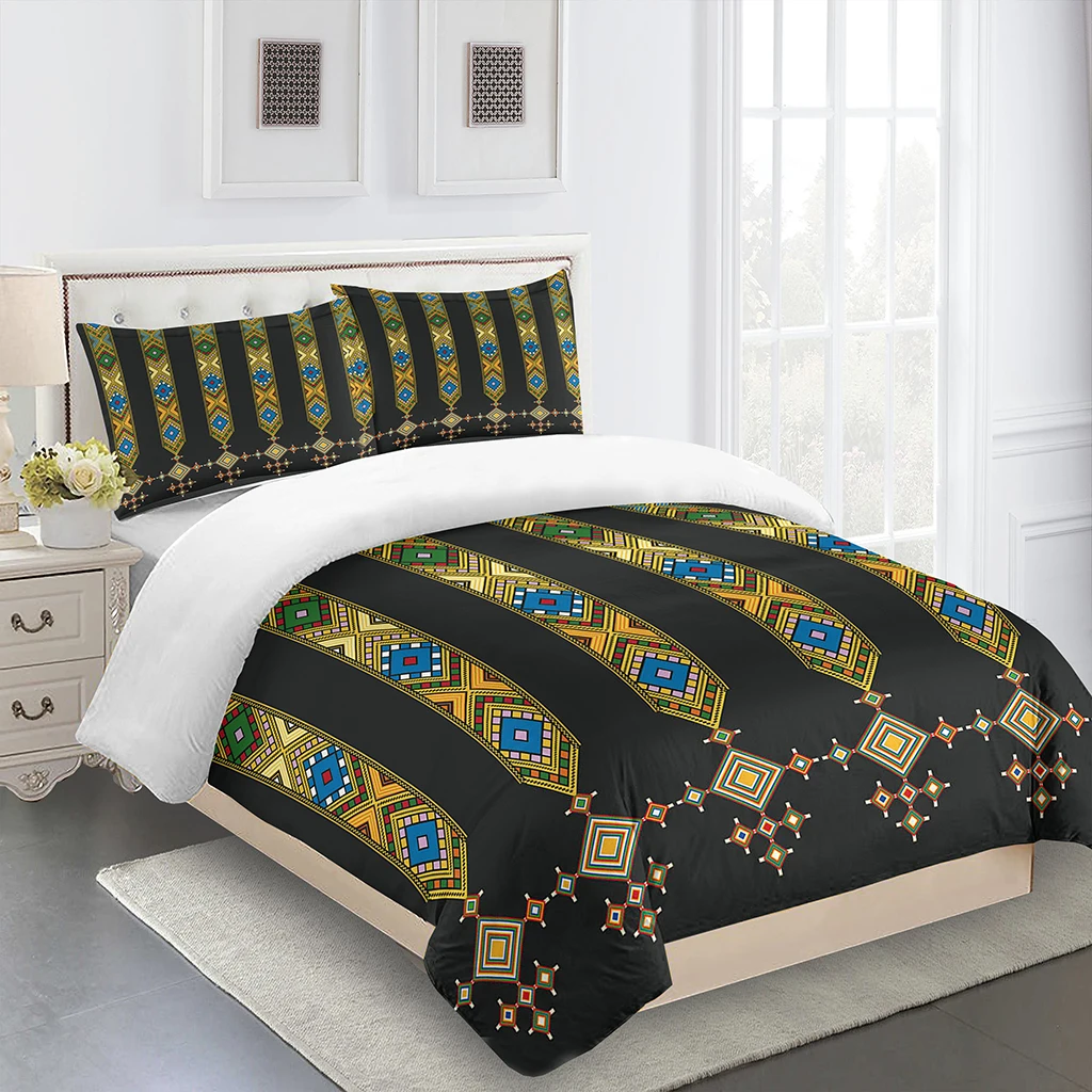 Saba Telet Ethiopian Eritrean Habesha Decor Bedding Sets Single Double Bed Duvet Cover Set and 2pcs Pillow cover