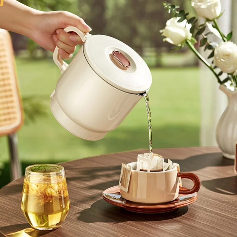 110V Electric Kettle 800ml 316 Stainless Steel Double Wall Foldable Small Hot Water Boiler For Outdoor Travel 600W