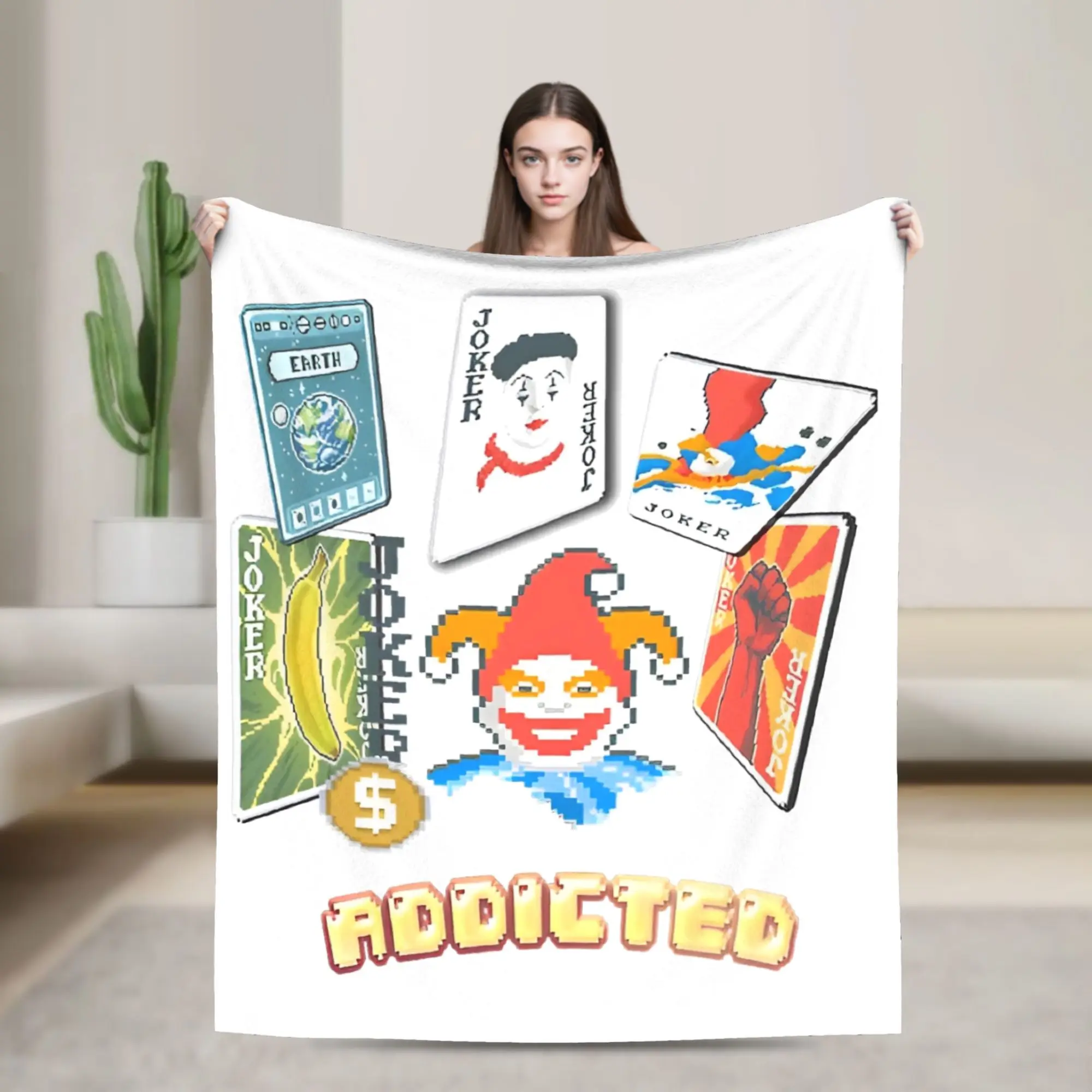 

Addicted Balatro Blanket Fleece Super Warm Throw Blanket for Airplane Travel Bed Rug